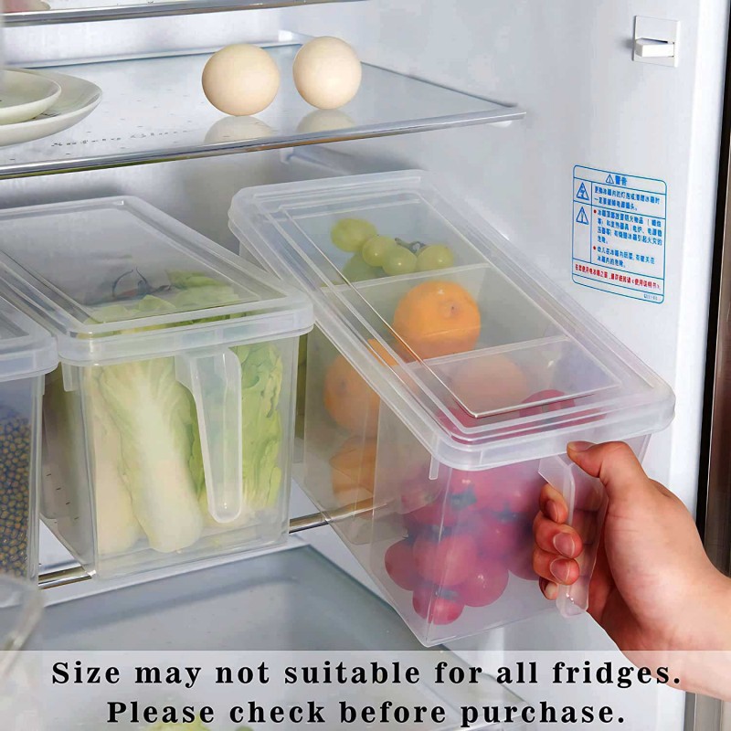 3 Section Transparent Plastic Food Storage Container Organizer - Get Quick